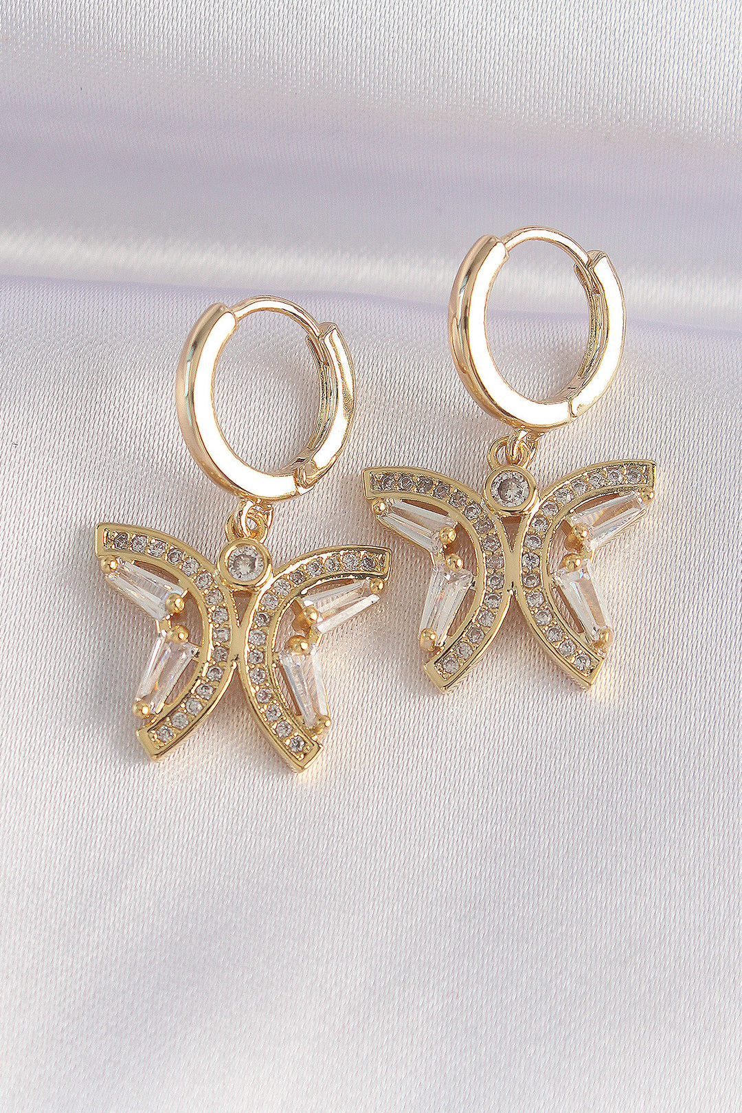 EBJ Rice Gold Color Butterfly Design Earrings with Zircon Stone - Westminster