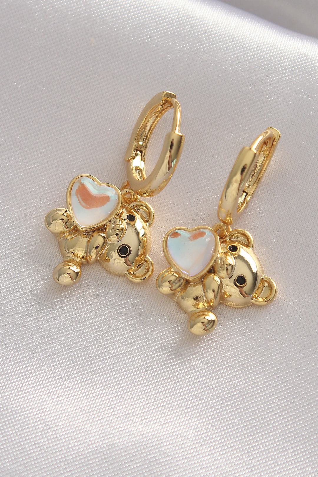 EBJ Rice Gold Color Heart Detail Teddy Earrings - Actopan