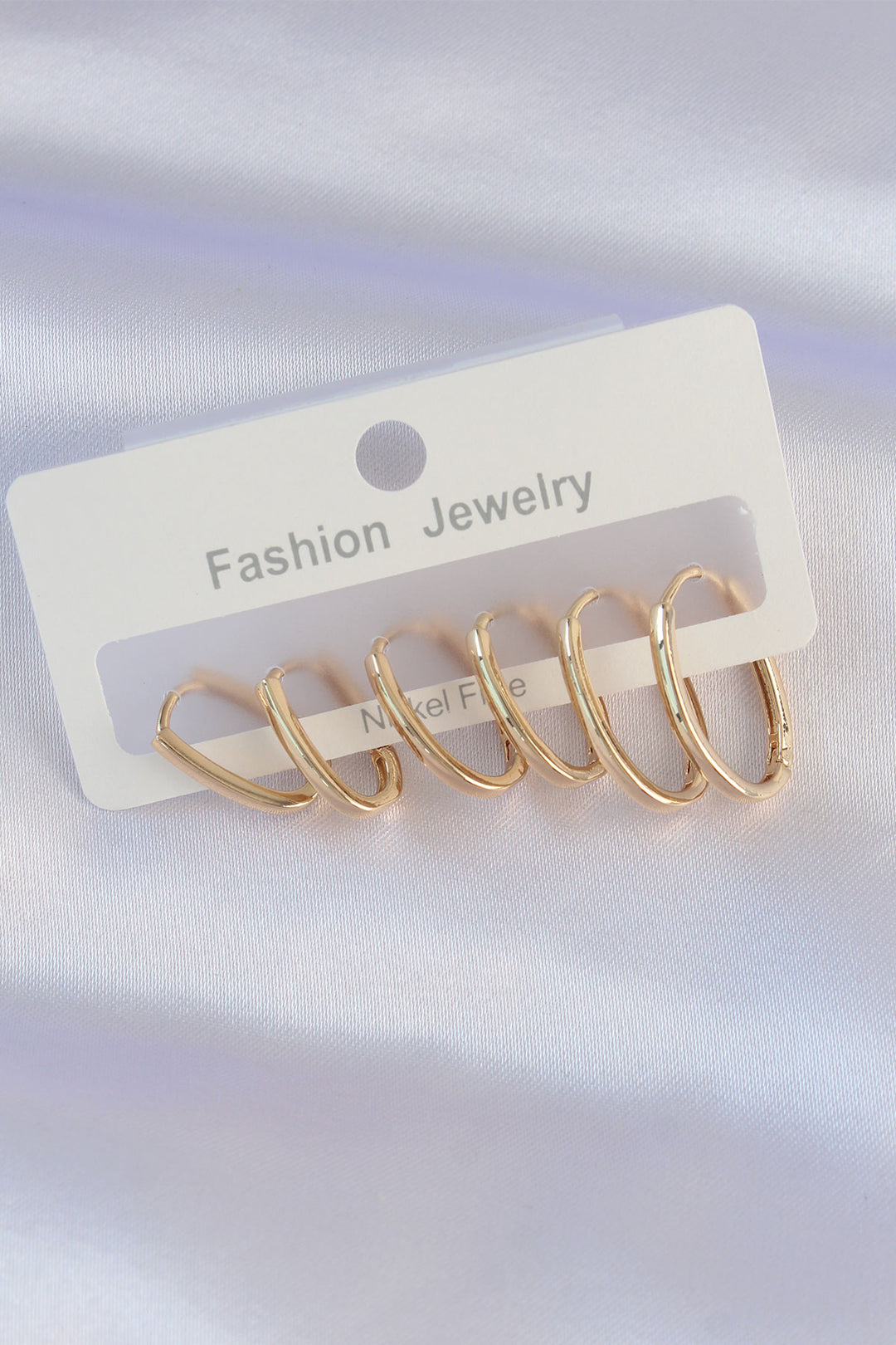 EBJ Rice Gold Color Thin Oval Earring Set - Temoaya