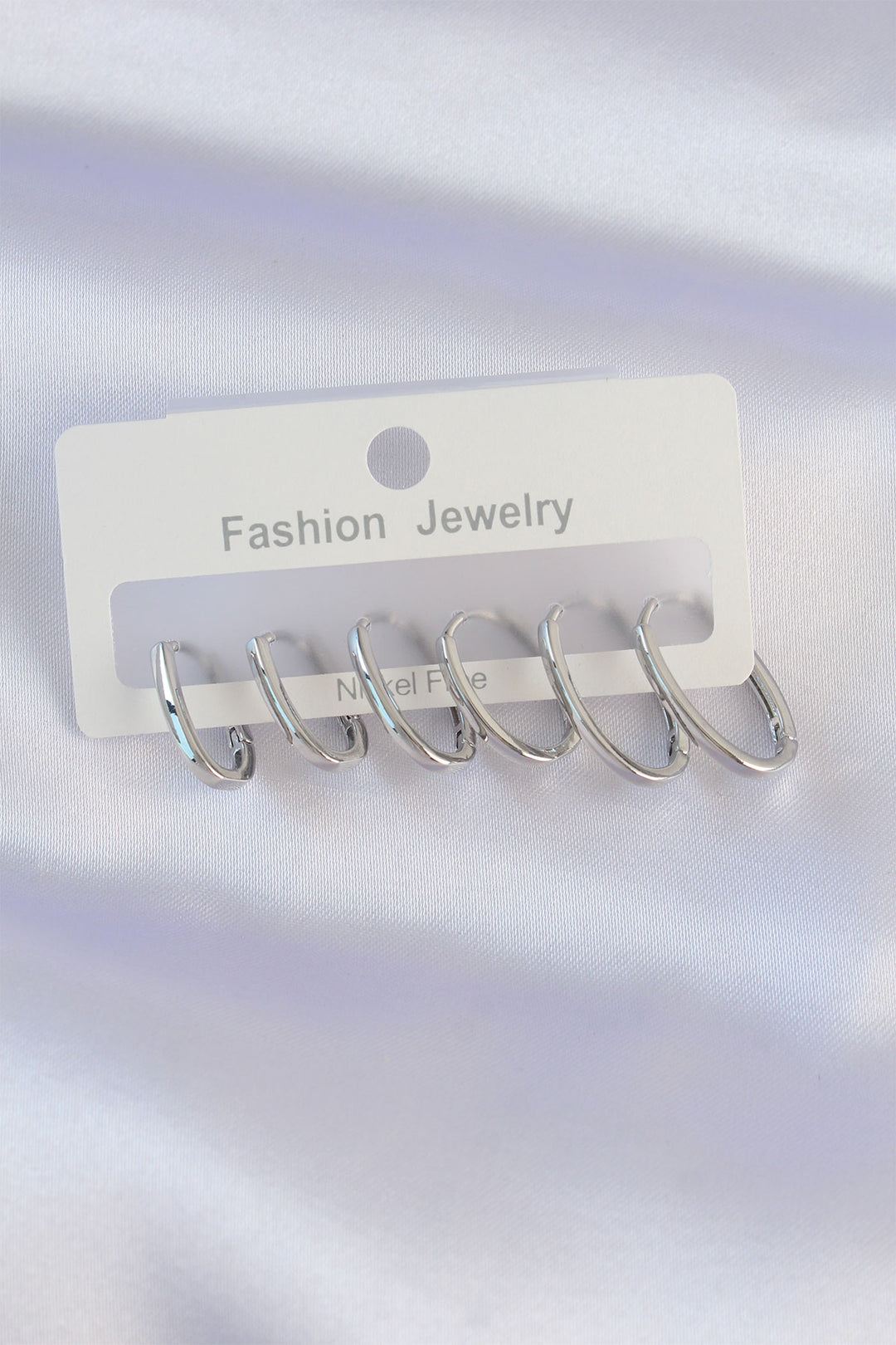 EBJ Rice Silver Color Thin Oval Earring Set - Tizayuca