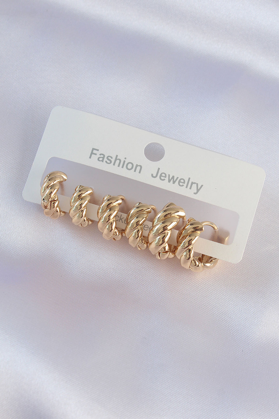 EBJ Rice Gold Color Minimal Textured Earring Set - Greensboro