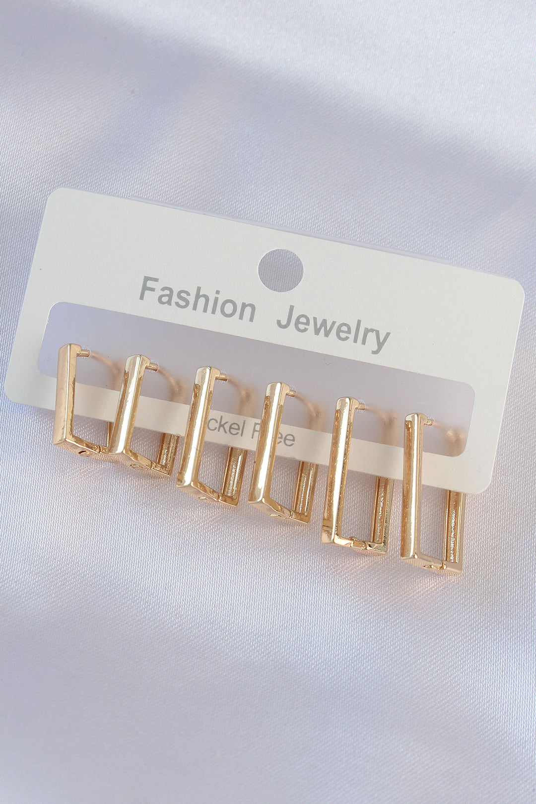 EBJ Gold Color Rectangular Pattern Earring Set - Nettuno