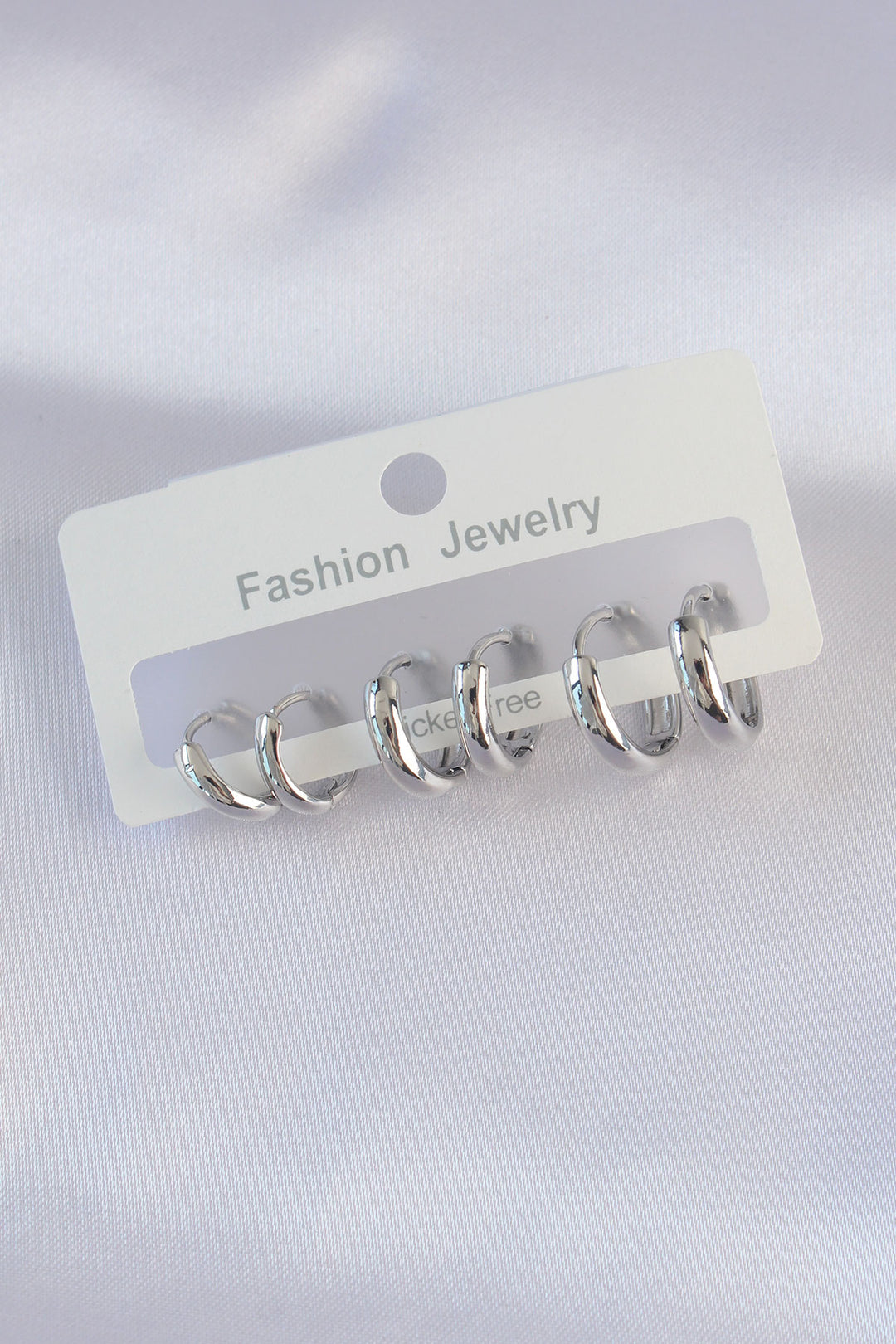 EBJ Rice Silver Color Oval Domed Earring Set - Kremenchuk