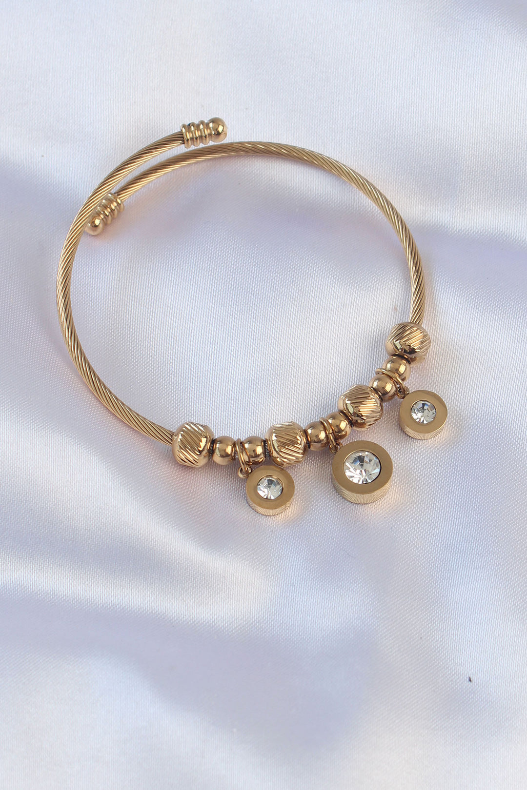 EBJ 316L Steel Gold Color Zircon Stone Model Charm Bracelet - Dzhankoi