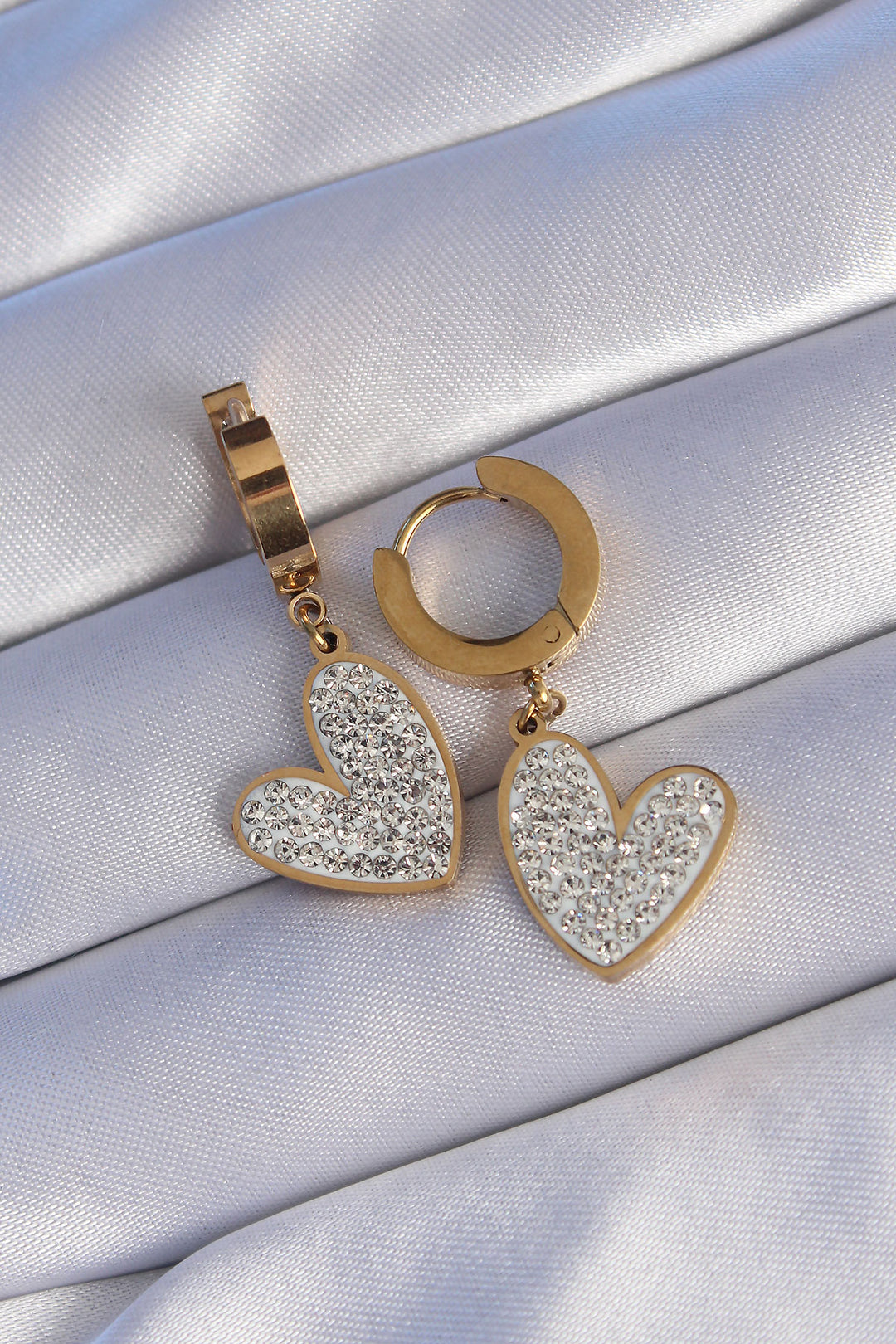 EBJ 316L Steel Gold Color Zircon Stone Heart Model Earring - Royal Palm Beach