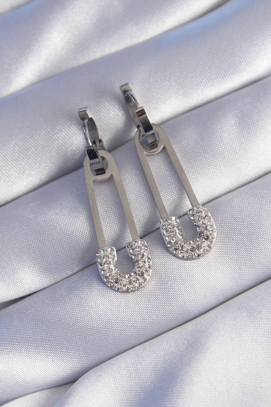 EBJ 316L Stainless Steel Silver Color Zircon Stone Stud Earring - Salvatierra