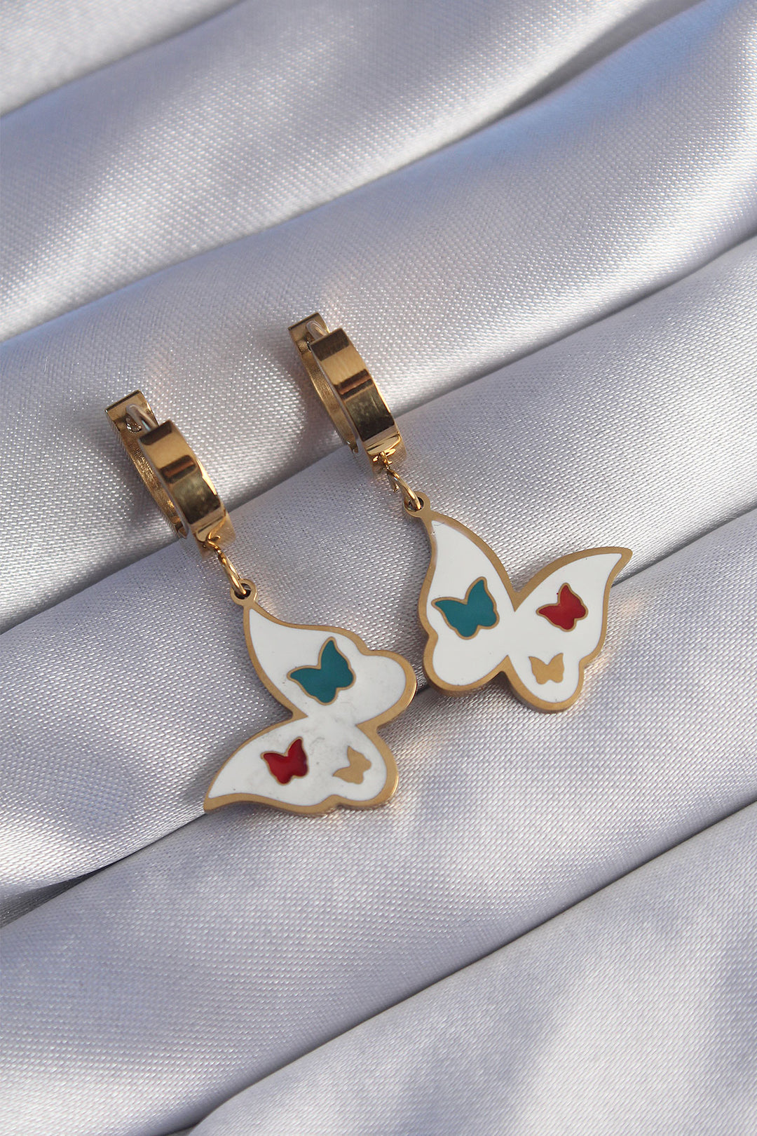 EBJ 316L Steel Gold Colorful Enamel Butterfly Earrings - Wilhelmshaven