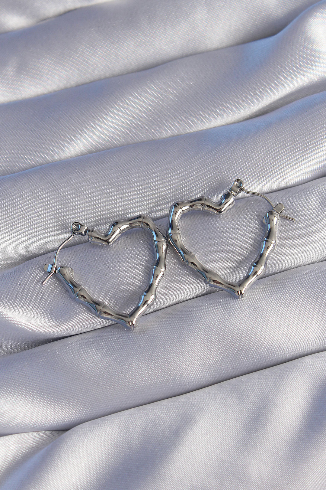 EBJ 316L Stainless Steel Silver Color Bone Design Heart Earring - Krasnodon