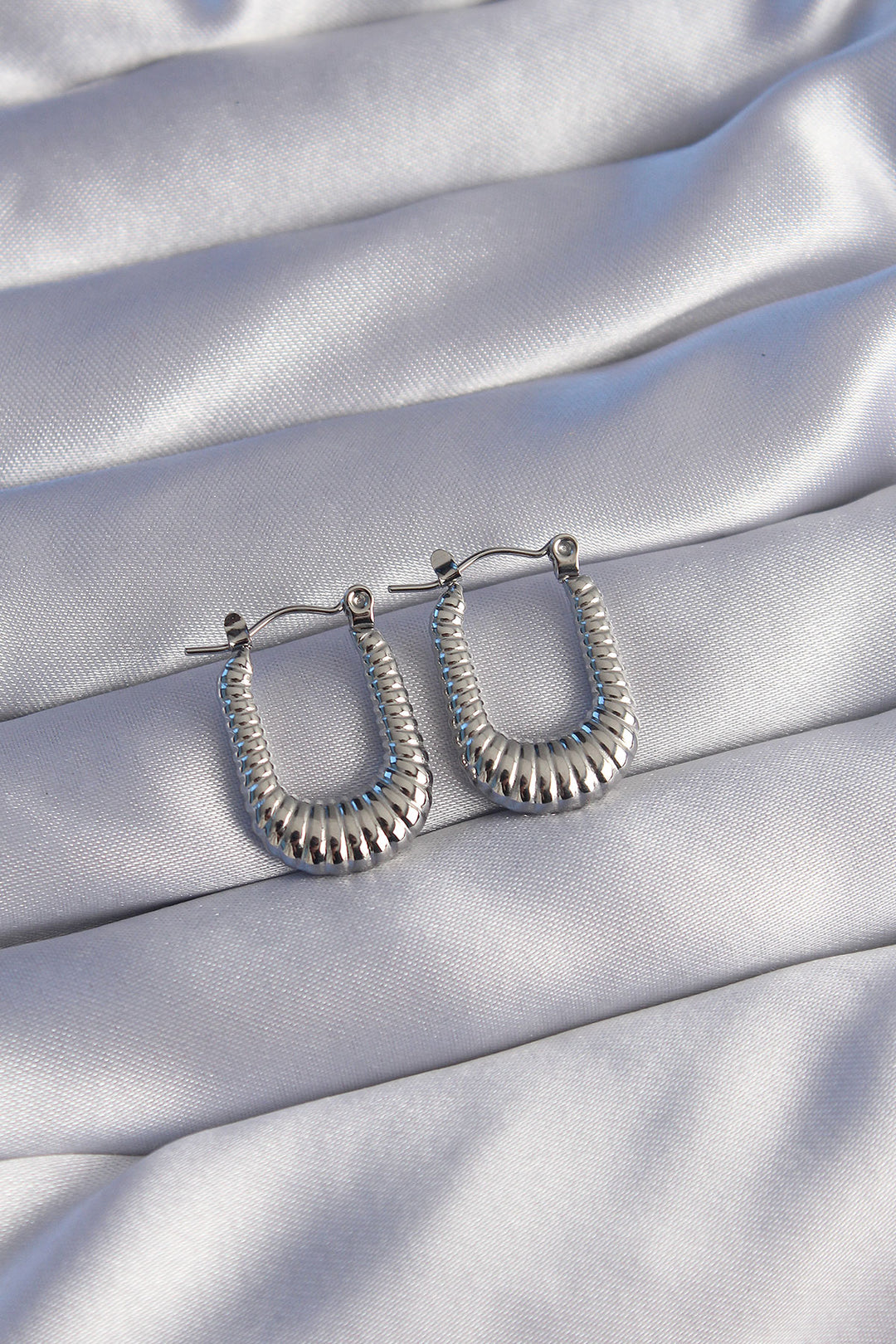 EBJ 316L Stainless Steel Silver Color Rectangular Textured Earring - Winterthur