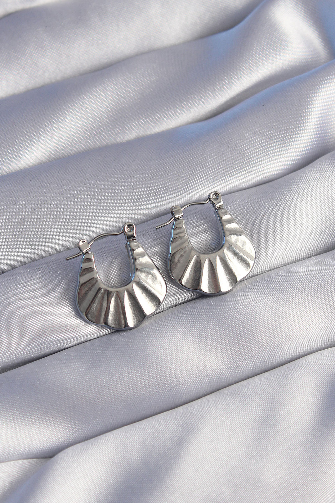 EBJ 316L Stainless Steel Silver Color Embossed Look Earring - Ciudad Obregón