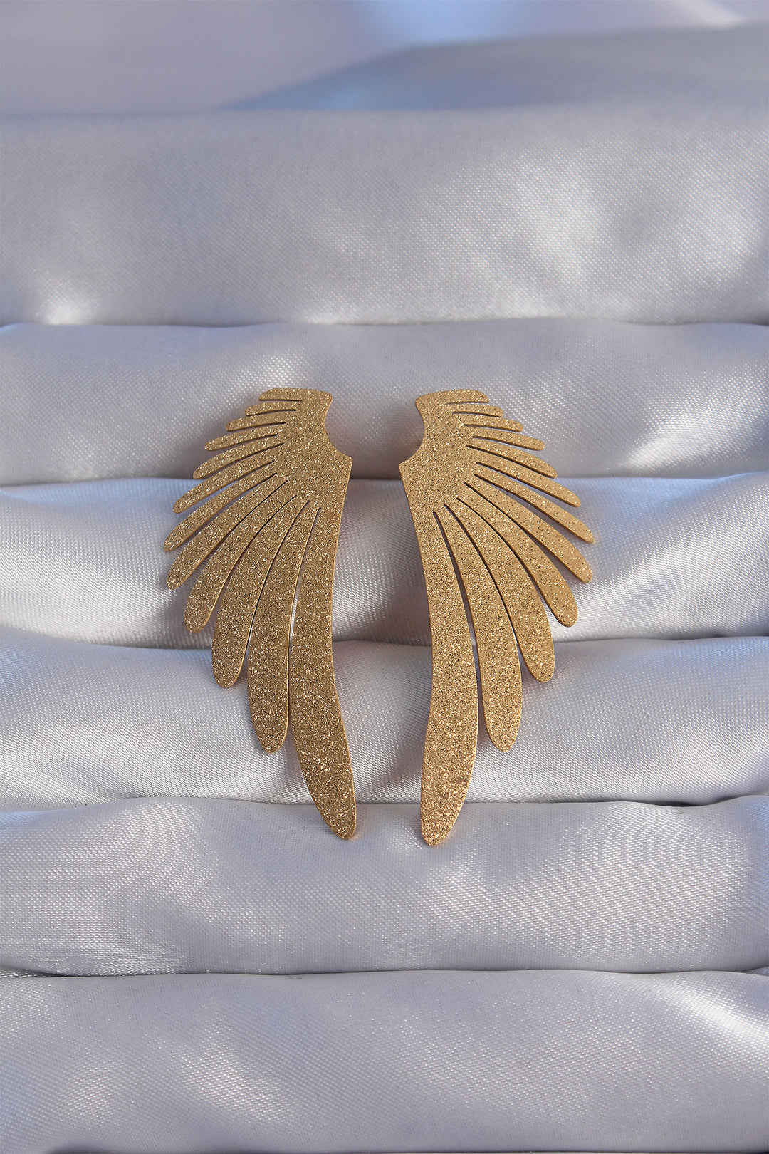 EBJ 316L Steel Gold Color Glittery Angel Wing Designed Earring - Tauranga