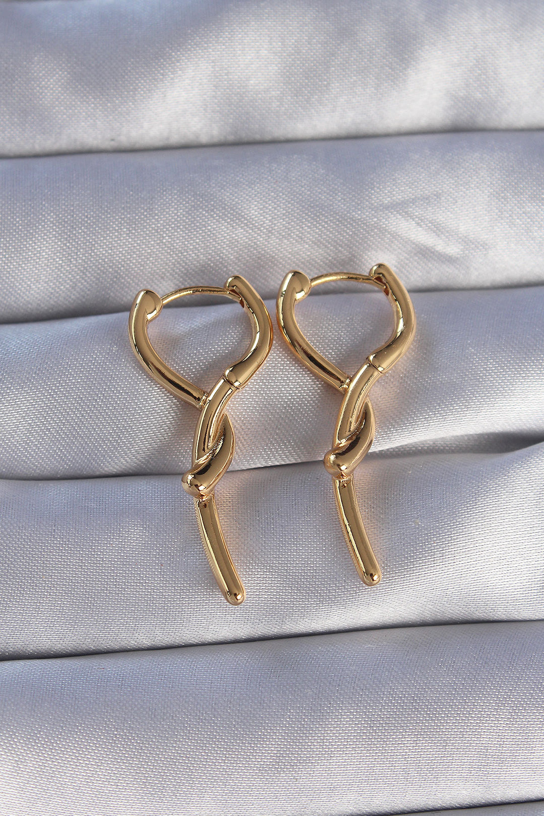 EBJ Rice Gold Color Spiral Bar Designed Long Earrings - Roswell