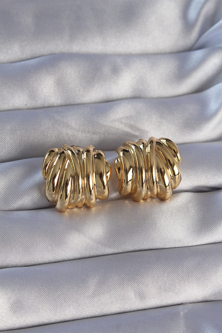 EBJ Rice Gold Color Dotted Dome Model Earring - Pinerolo