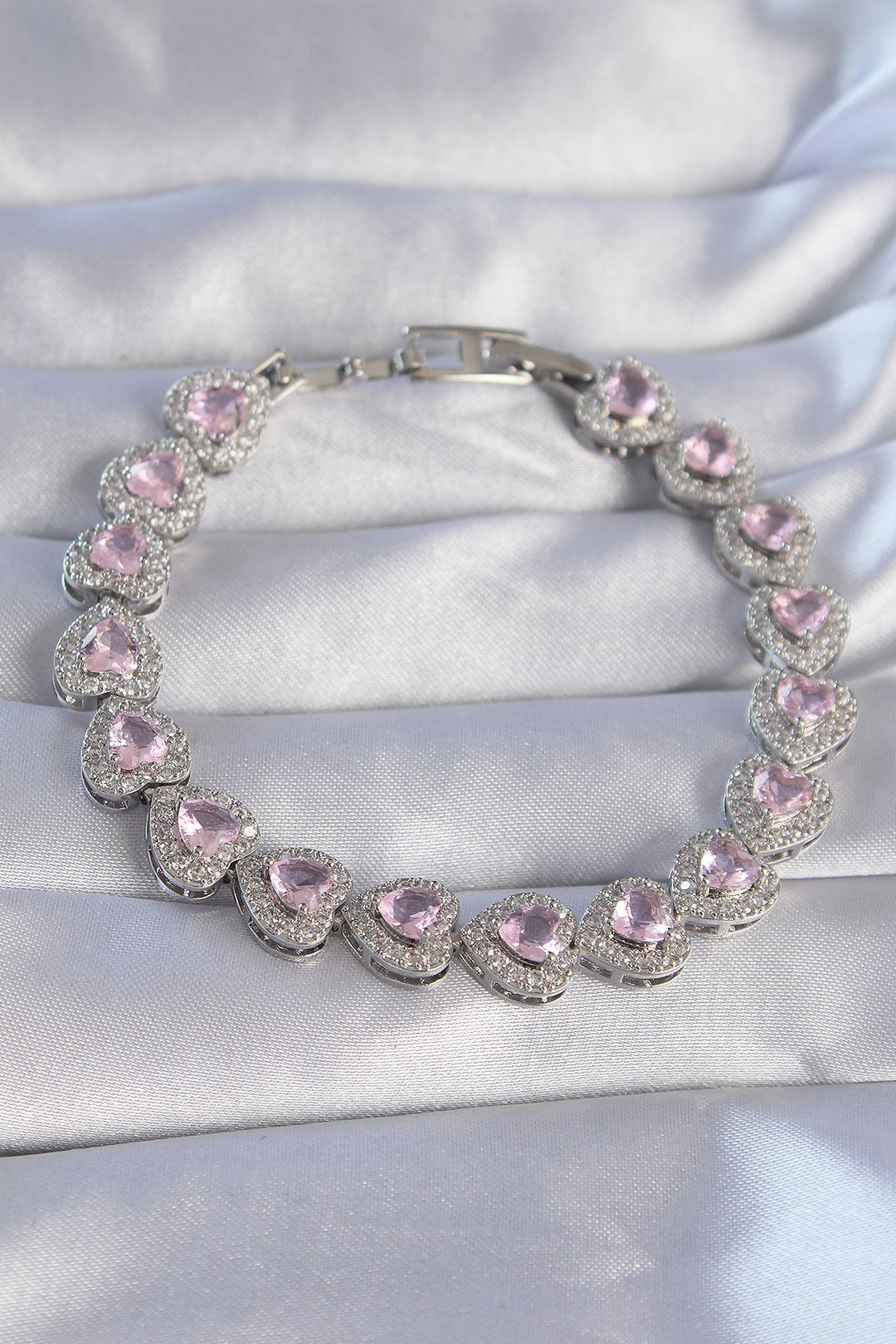 EBJ Vip Series Silver Color Pink Zircon Stone Heart Design Bracelet - Cape Girardeau