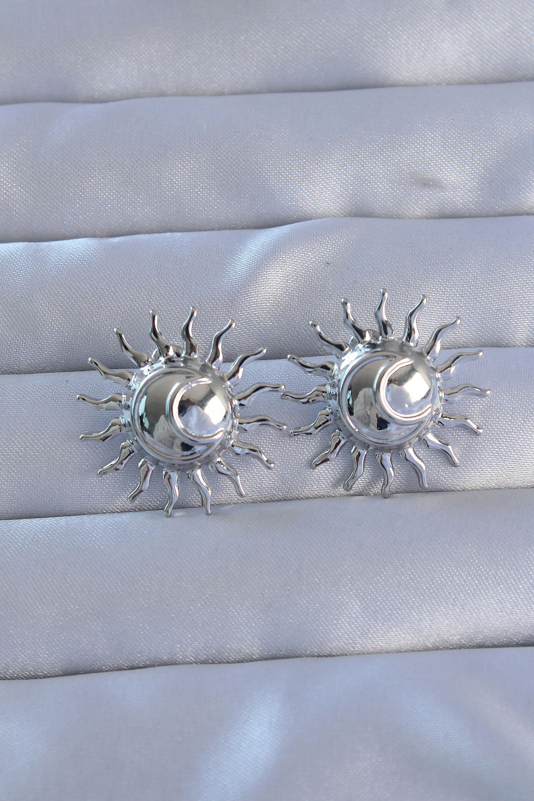 EBJ 316L Stainless Steel Silver Color Sun Design Earring - Draper