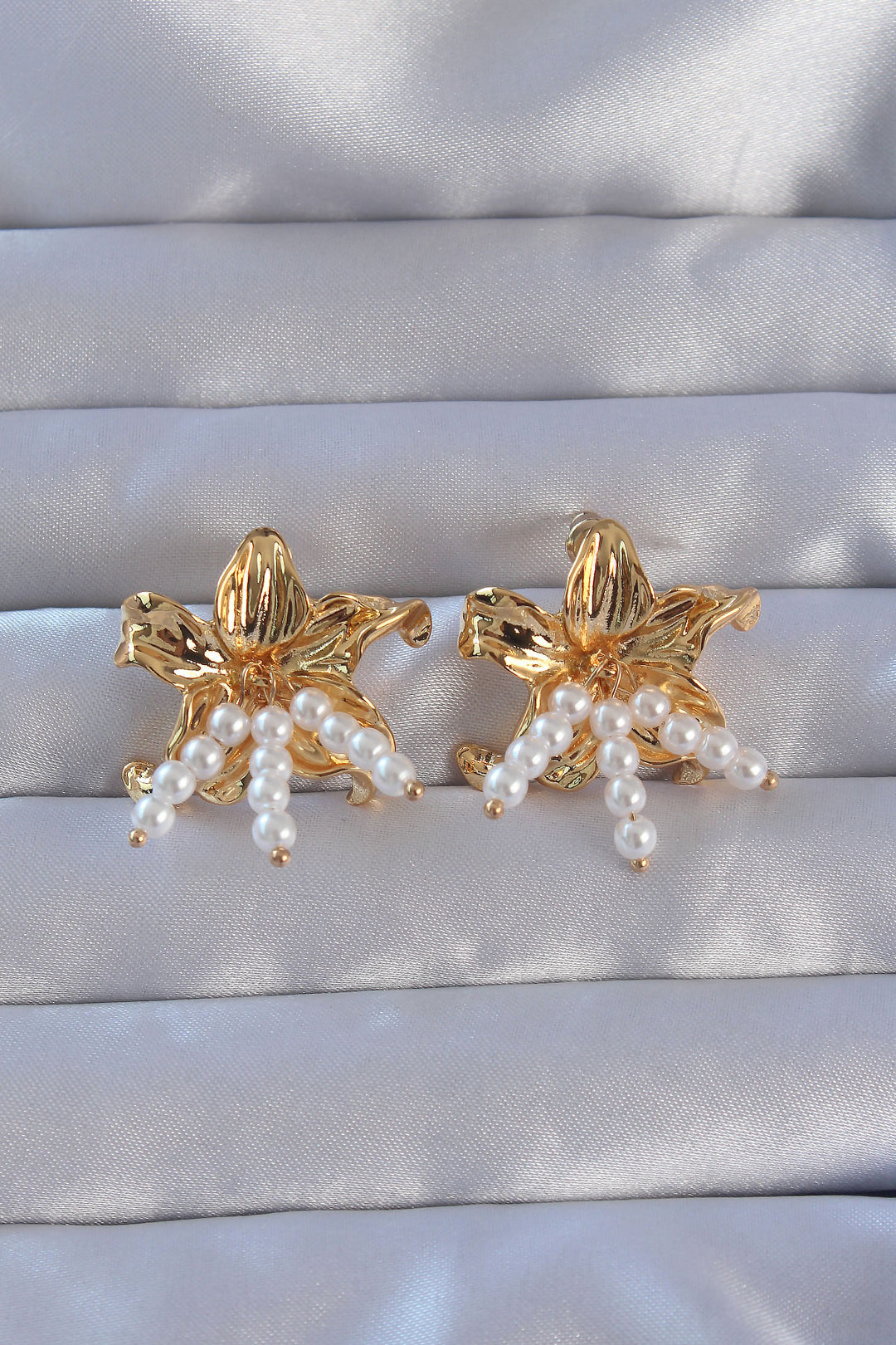 EBJ 316L Steel Gold Color Earring with Pearl Accessories Flower Model - Poza Rica de Hidalgo