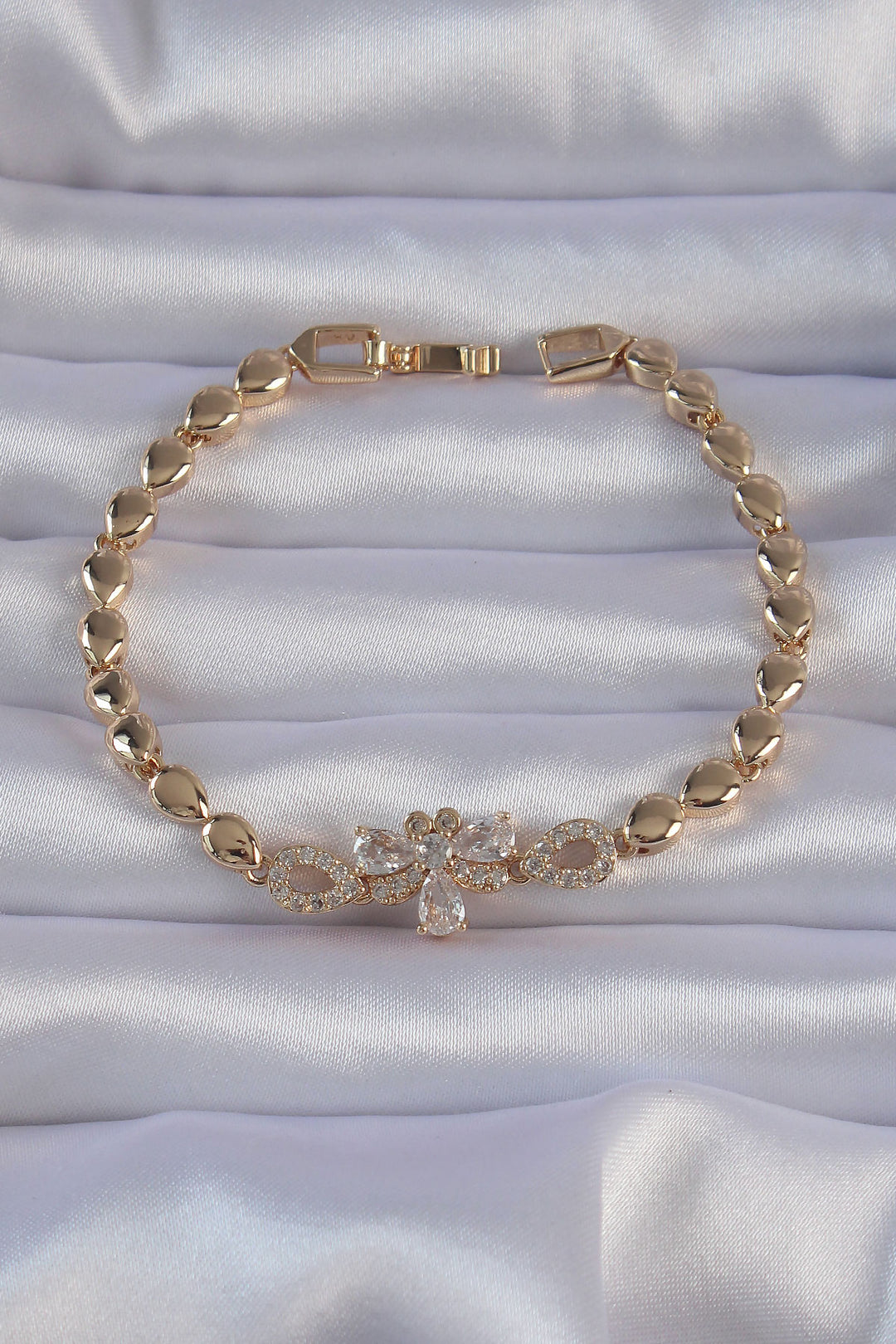 EBJ Rice Gold Color Dragonfly Figured Drop Model Bracelet with Zircon Stone - Goes