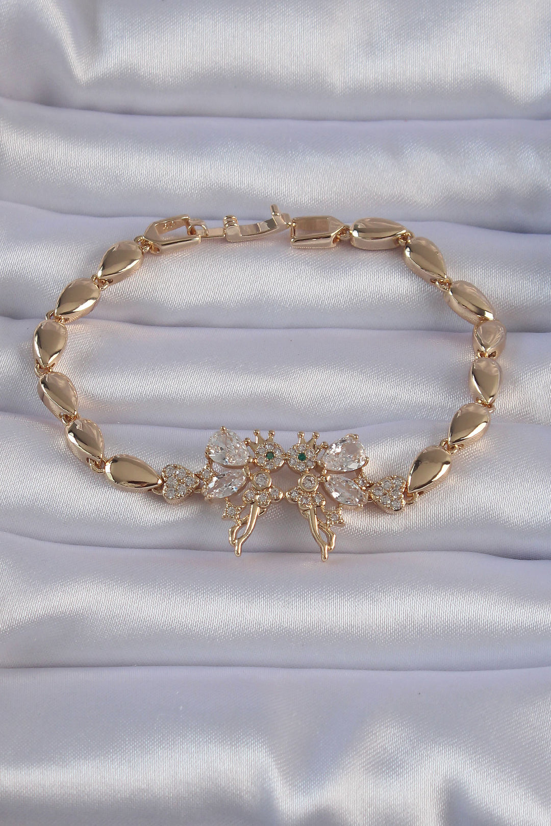 EBJ Rice Gold Color Zircon Stone Tinkerbell Figured Drop Model Bracelet - Wayne