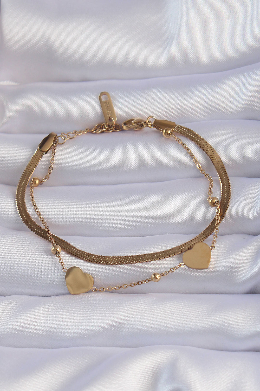 EBJ 316L Steel Gold Color Heart-Shaped Model Italian Chain Bracelet - Southall
