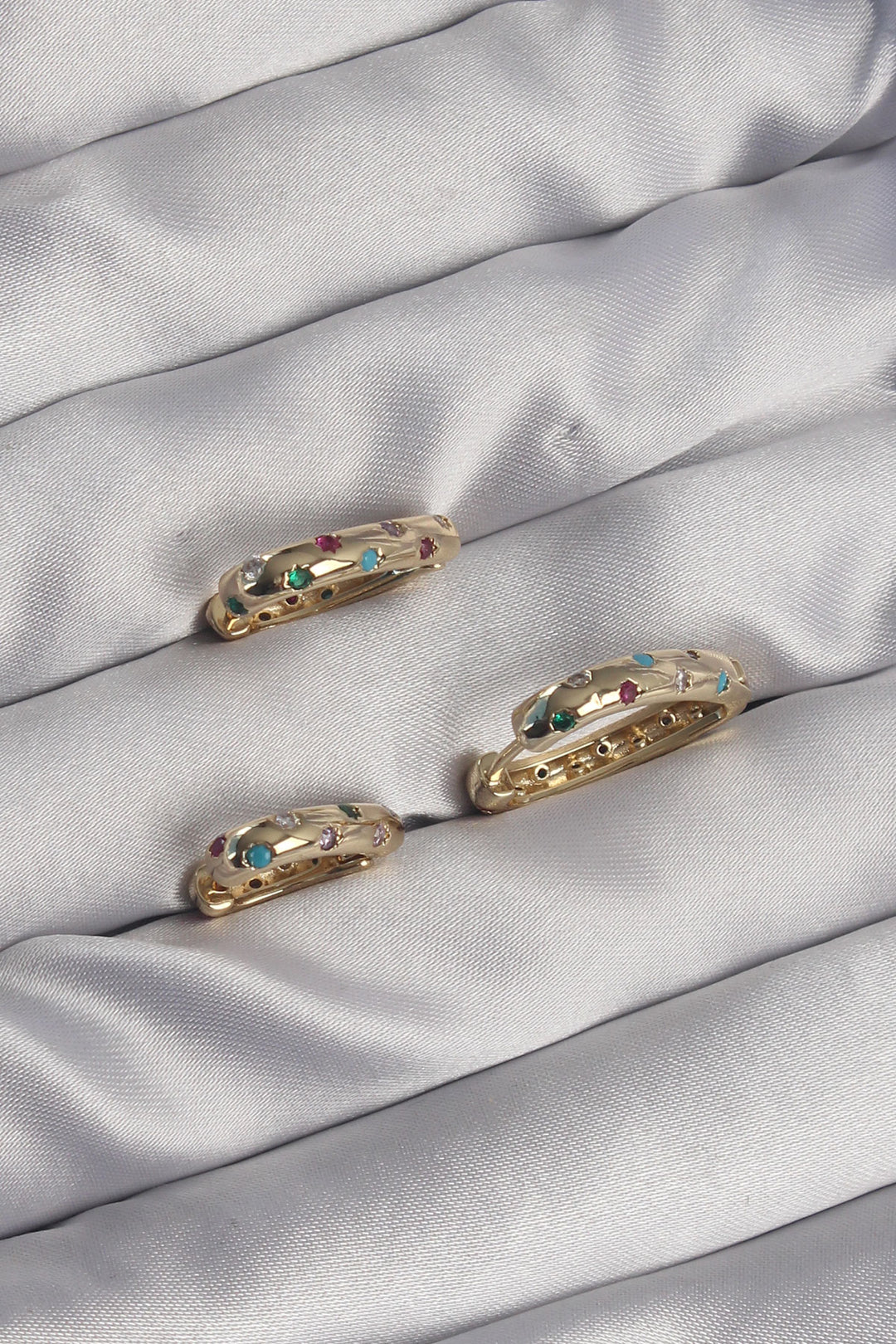 EBJ Rice Gold Colorful Zircon Stone Heart Model Earring Set - Eden Prairie