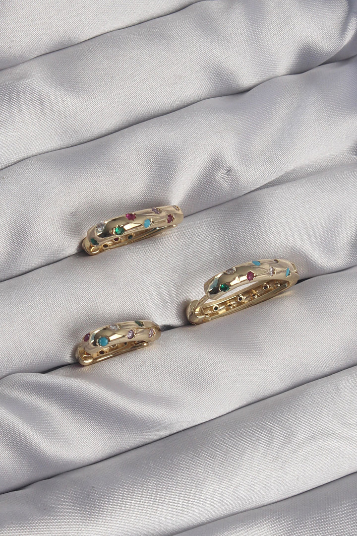 EBJ Rice Gold Colorful Zircon Stone Heart Model Earring Set - Eden Prairie