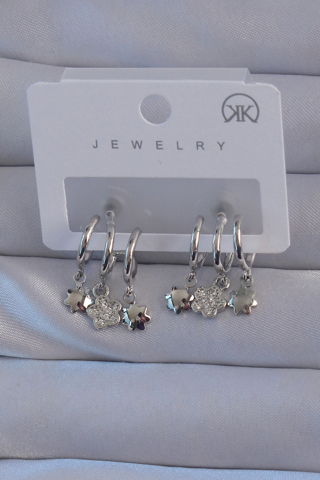 EBJ Rice Silver Color Zircon Stone Flower Model Star Multiple Appearance Half Hoop Earring - Saarbrücken