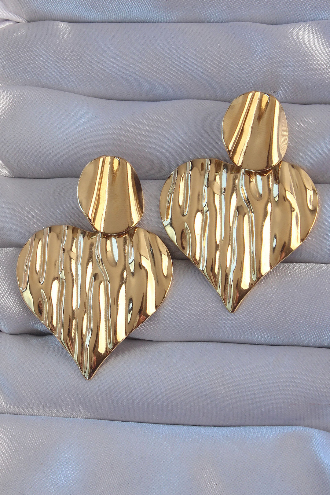 EBJ 316L Steel Gold Color Heart Shaped Earrings - Beja