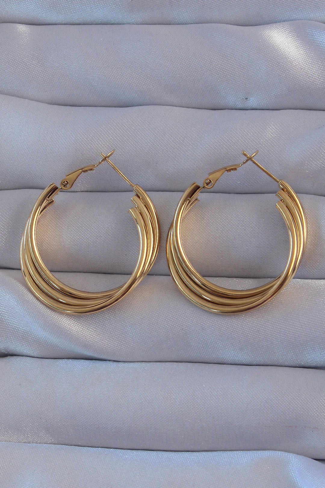 EBJ 316L Steel Gold Color Twisted Oval Earring - Famalicão