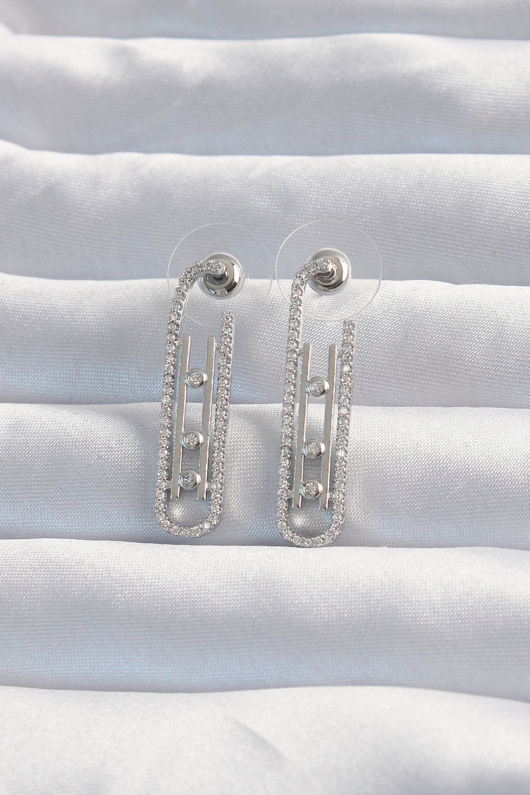 EBJ Rice Silver Color Zircon Stone Messika Earring - Kaarst