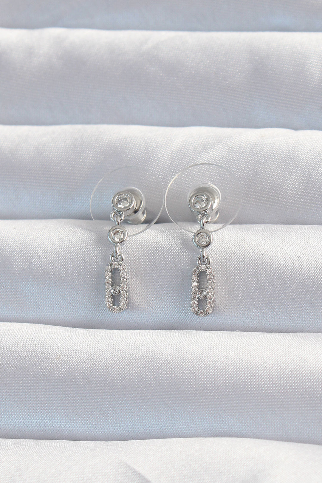 EBJ Rice Silver Color Zircon Stone Minimal Messika Earring - Odenton