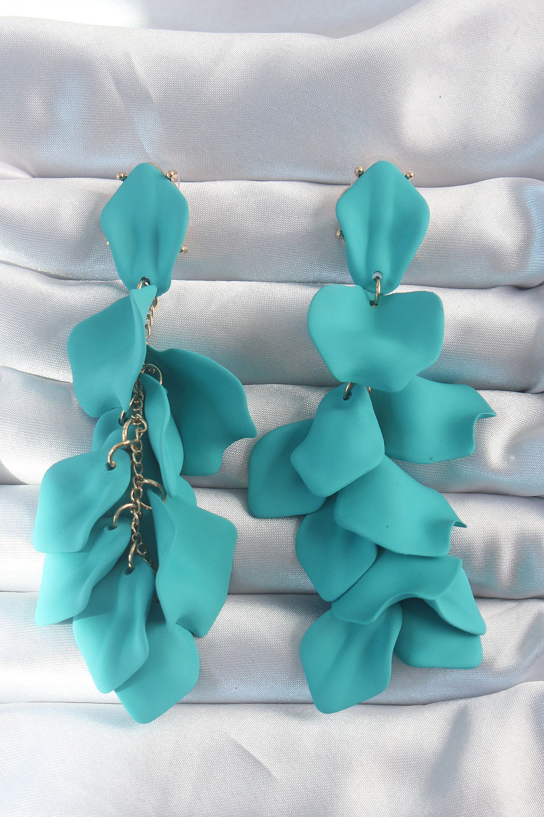 EBJ Rice Turquoise Color Dangling Leaf Pattern Earrings - Kutaisi