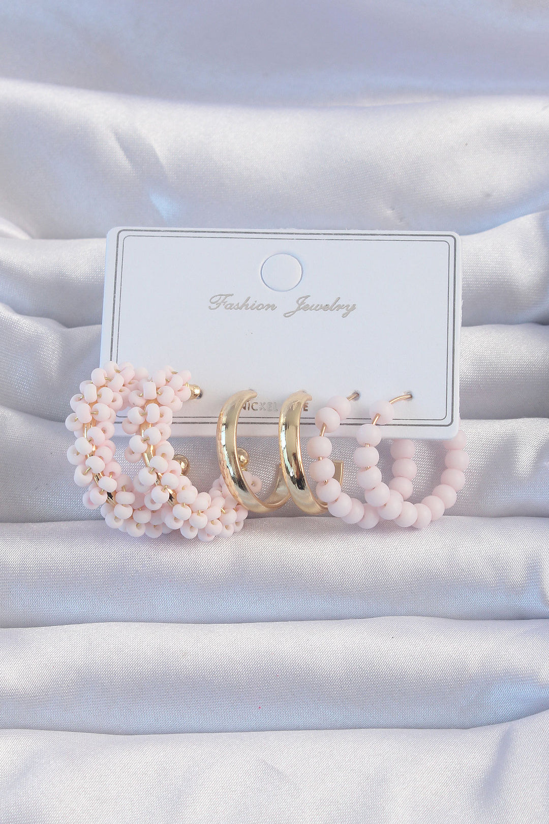 EBJ Gold Color Powder Beaded Hoop Earring Set - Greenfield