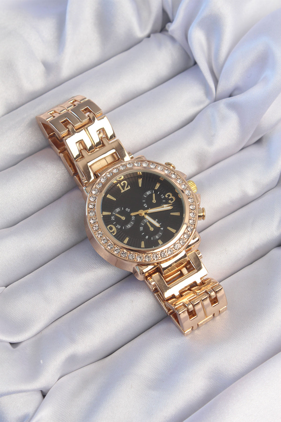 EBJ Gold Color Zircon Stone Black Dial Women's Watch - Alexandria