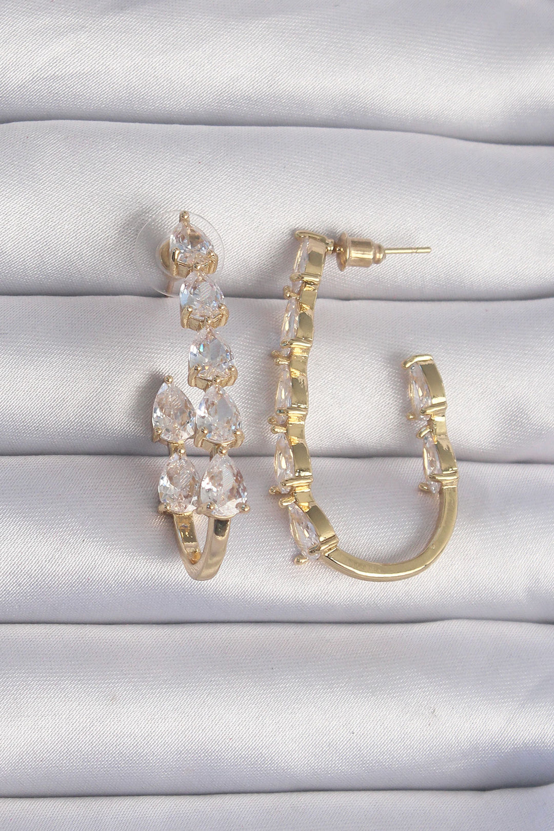 EBJ Gold Color Rice Drop Zircon Stone Designed Earrings - La Rochelle