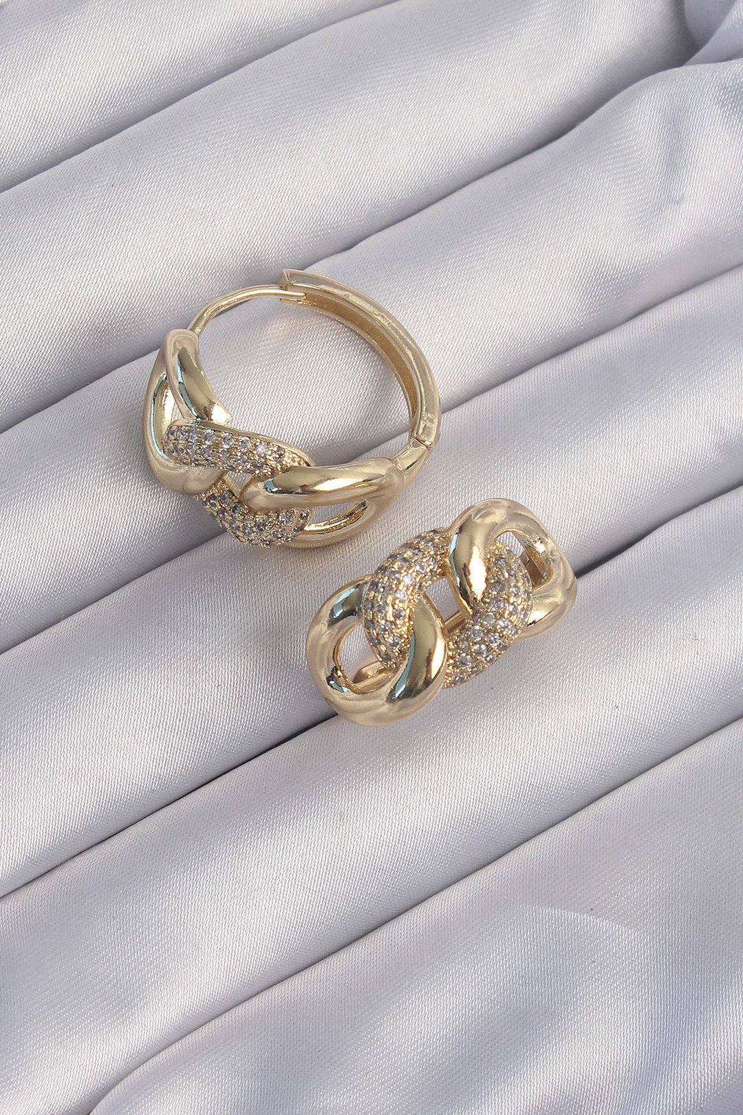 EBJ Rice Gold Color Milky Way Earrings with Zircon Stone - University Place