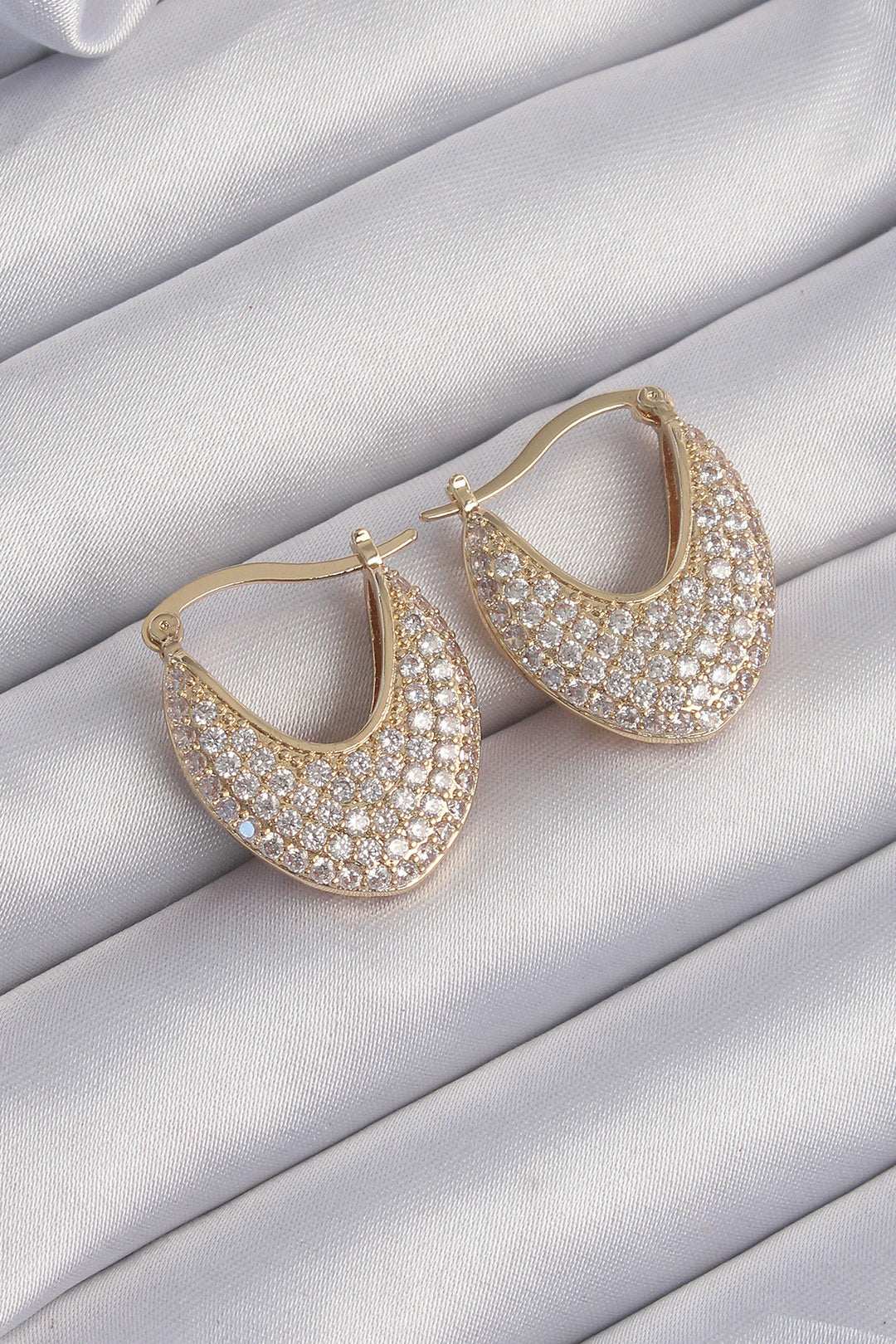 EBJ Almond Model Earrings with Gold Color Zircon Stone - Saltillo