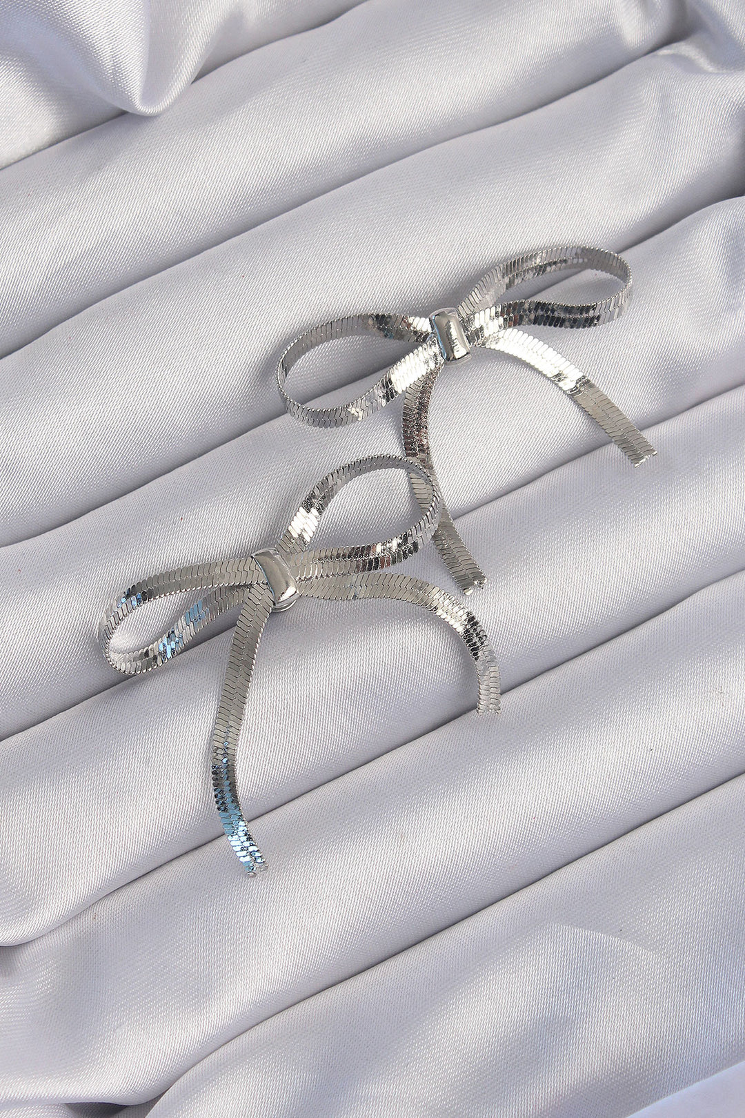 EBJ Rice Silver Color Italian Style Bow Earrings - Alcoy