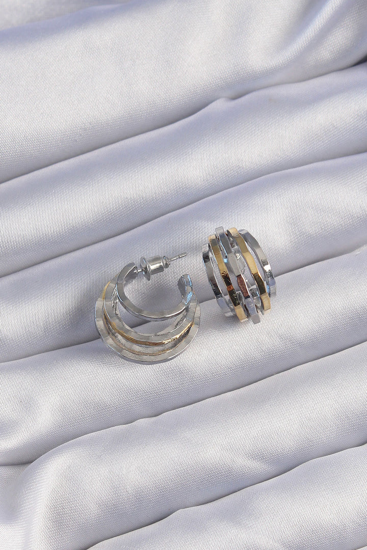 EBJ Rice Gold Silver Colored Oval Multi-View Minimal Earring - Evere