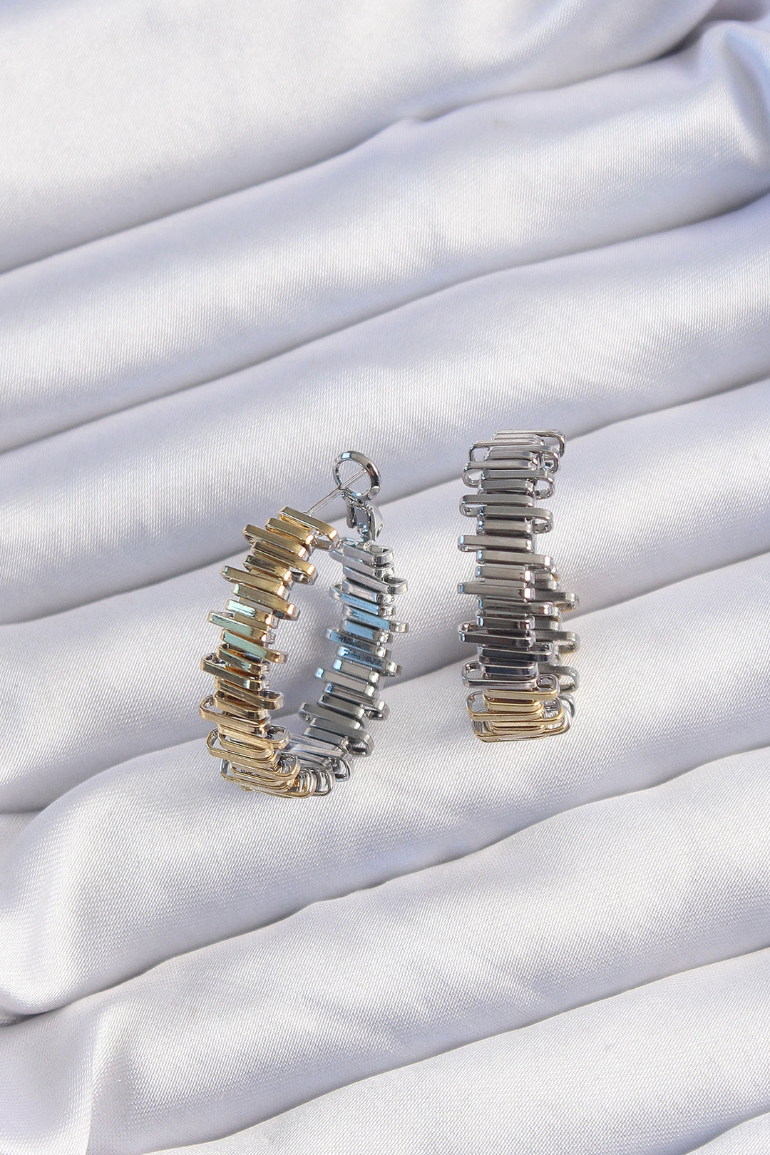 EBJ Rice Gold Silver Color Dotted Hoop Earring - Cologno Monzese