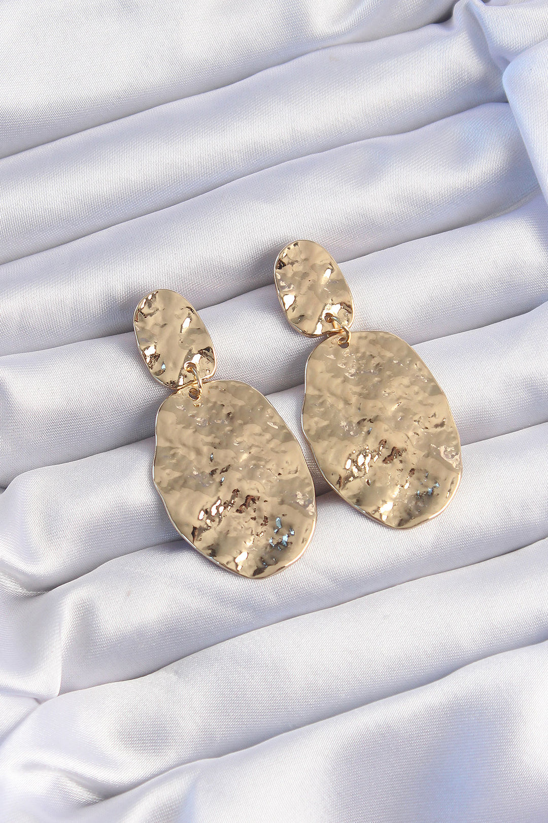EBJ Rice Gold Color Crushed Plate Earring - Carmen