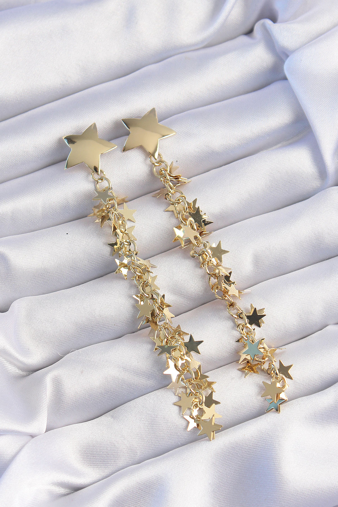 EBJ Rice Gold Color Star Pattern Long Dangling Earring - Surprise