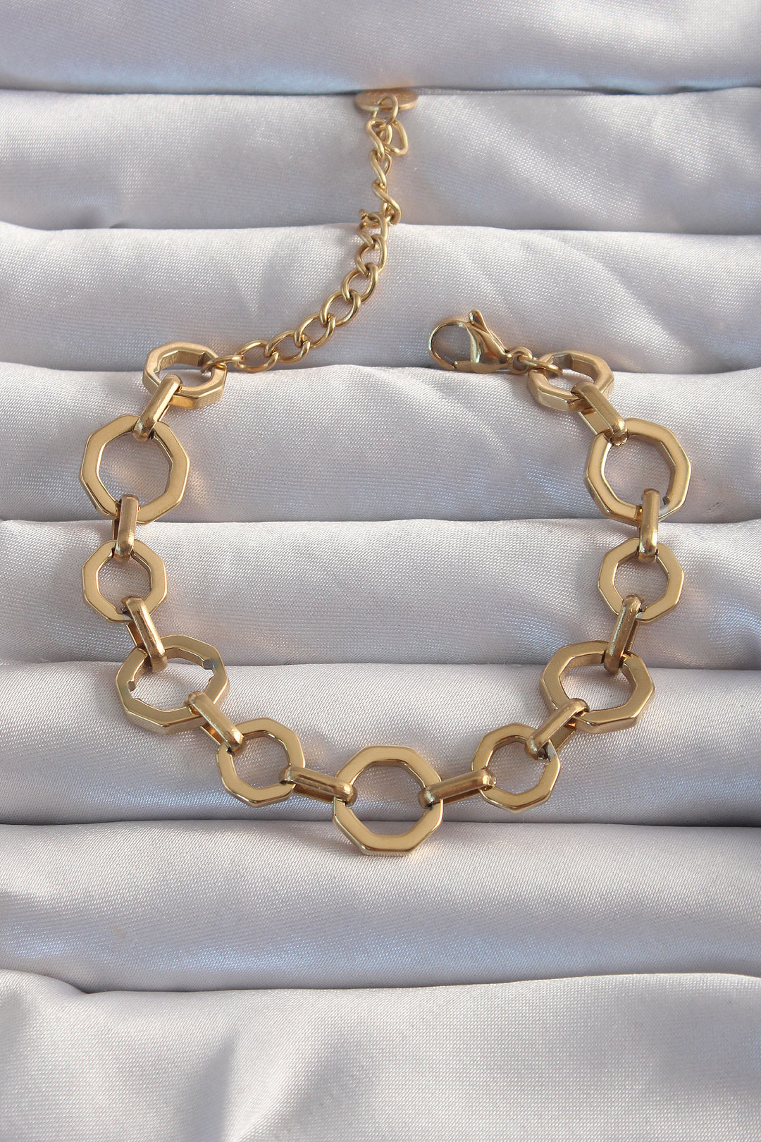 EBJ 316L Steel Gold Color Geometric Chain Bracelet - Istres
