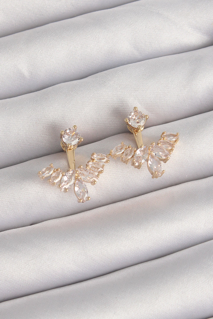 EBJ Rice Gold Color Zircon Stone V Model Earring - Saint-Malo