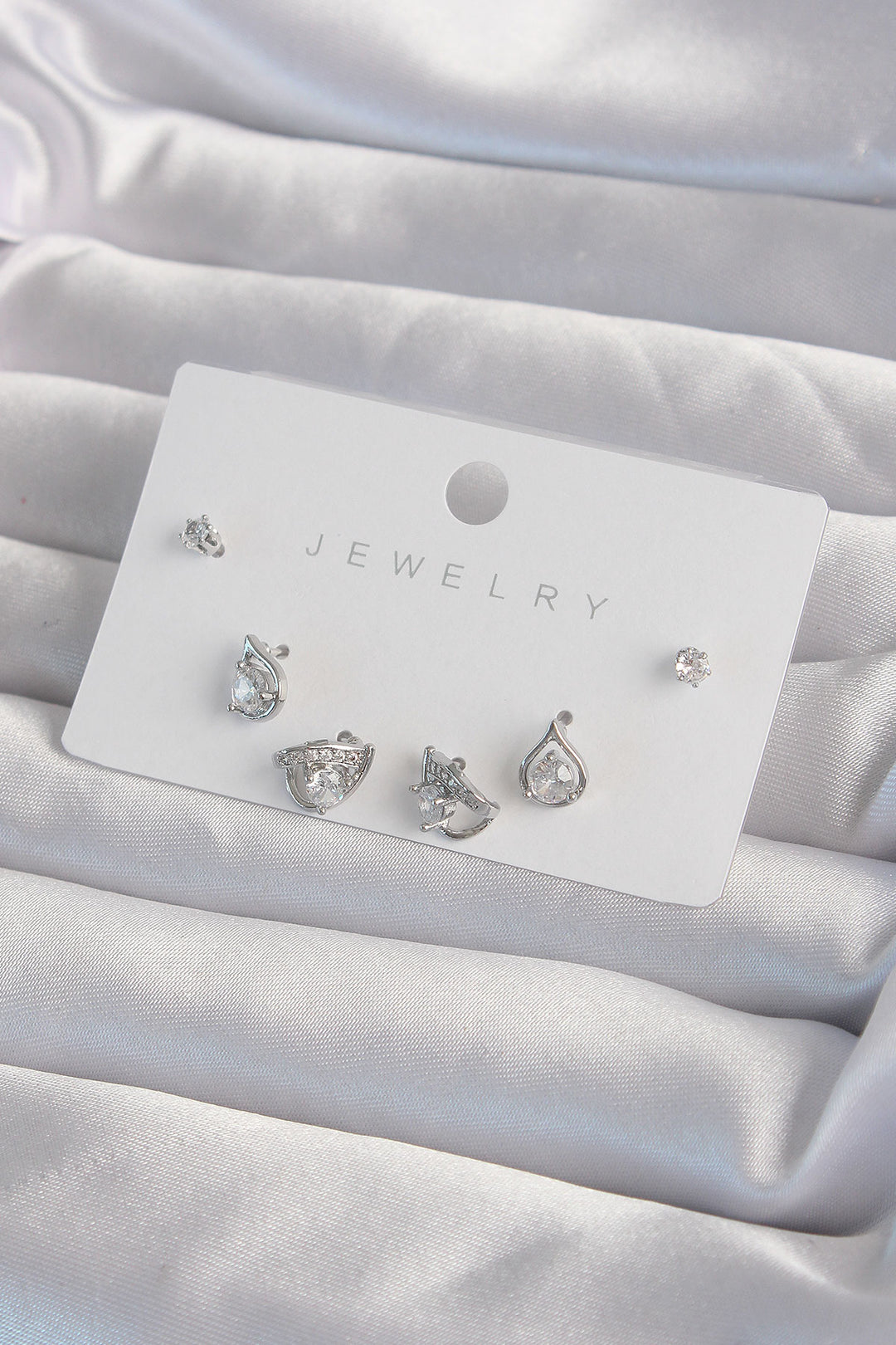 EBJ Rice Silver Color Zircon Stone Drop Model Earring Set - Buchholz in der Nordheide