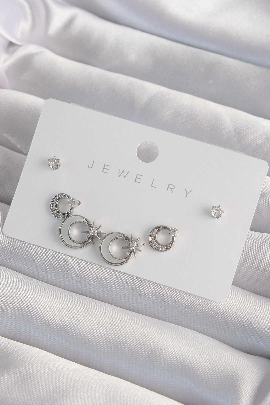 EBJ Rice Silver Color Enamel Zircon Stone Crescent Star Model Earring Set - Middlesbrough