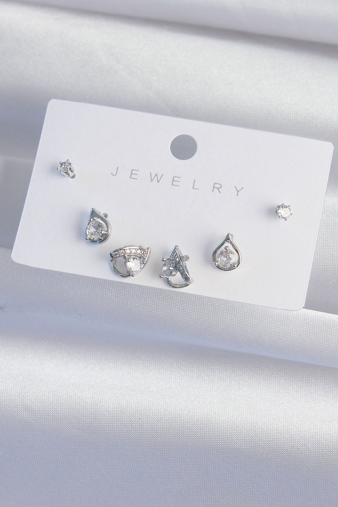 EBJ Rice Silver Color Zircon Stone Drop Model Earring Set - Buchholz in der Nordheide