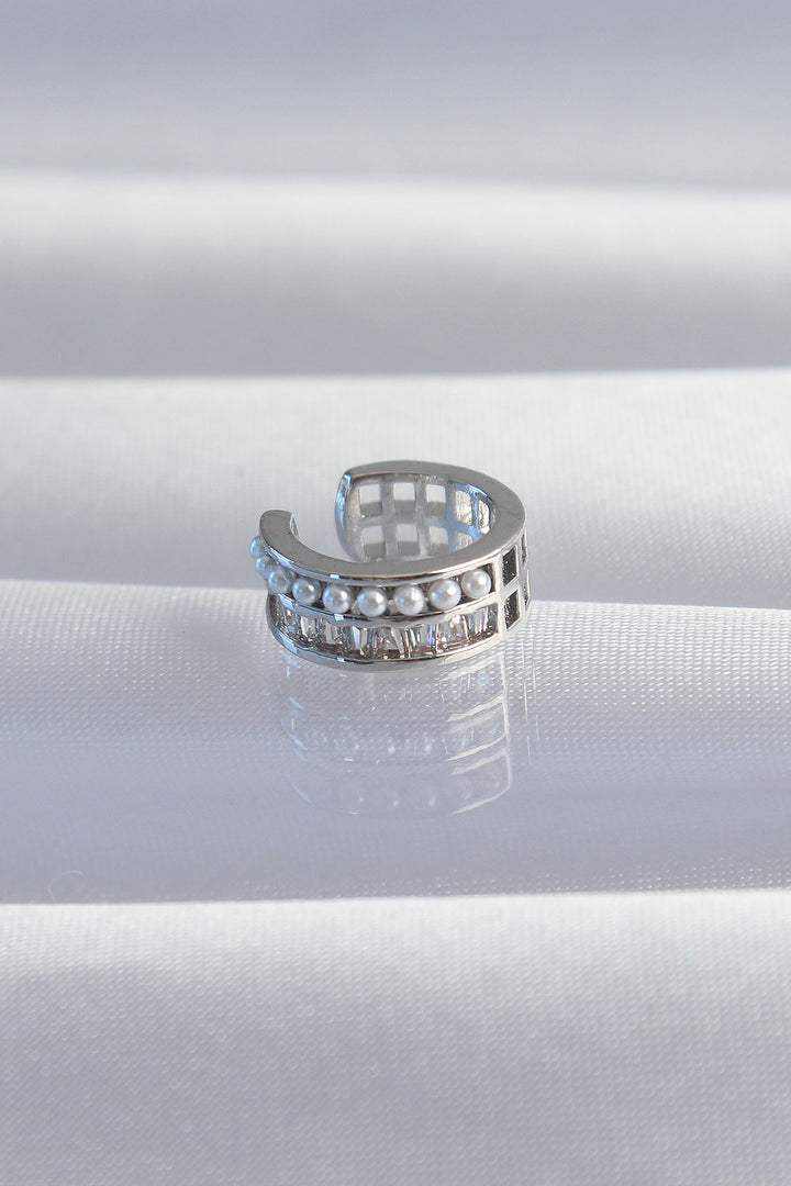 EBJ Rice Silver Color Pearl Baguette Stone Earcuff Earring - Bilhorod-Dnistrovskyi