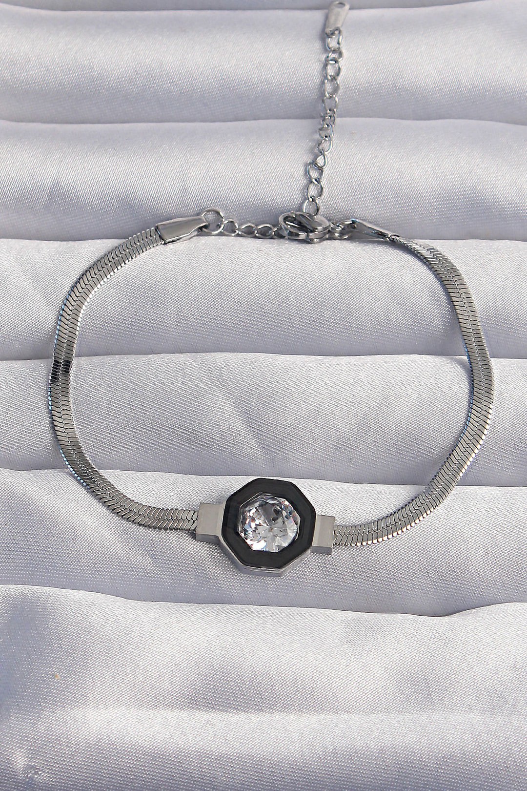 EBJ 316L Steel Silver Color Zircon Stone Enamel Italian Chain Serenay Bracelet - Schiltigheim