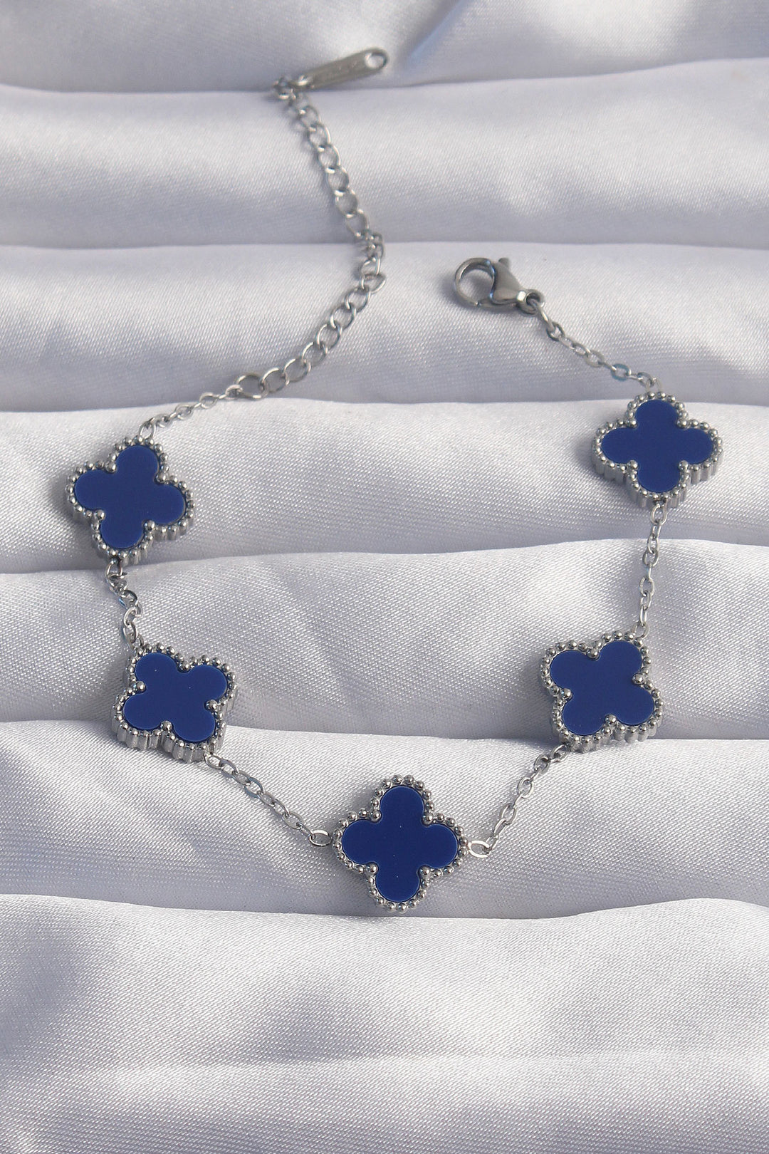 EBJ 316L Steel Silver Color Blue Enamel Clover Bracelet - Ludwigsburg