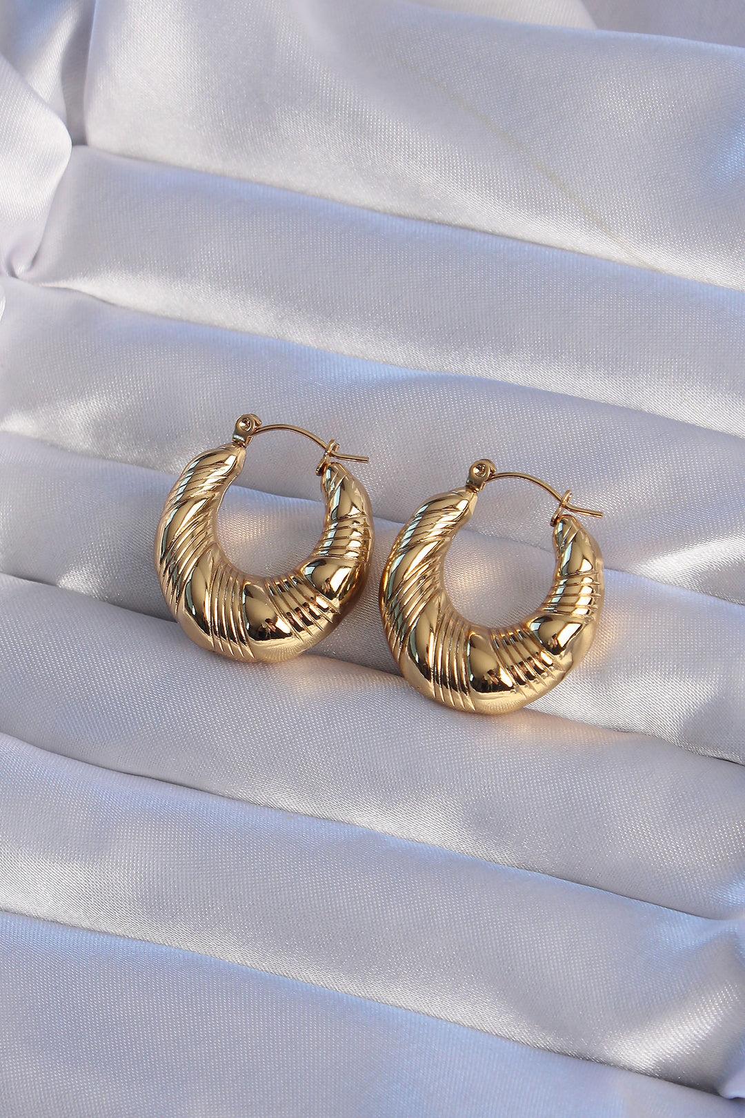 EBJ 316L Steel Gold Color Embroidered Hoop Earring - Sunrise